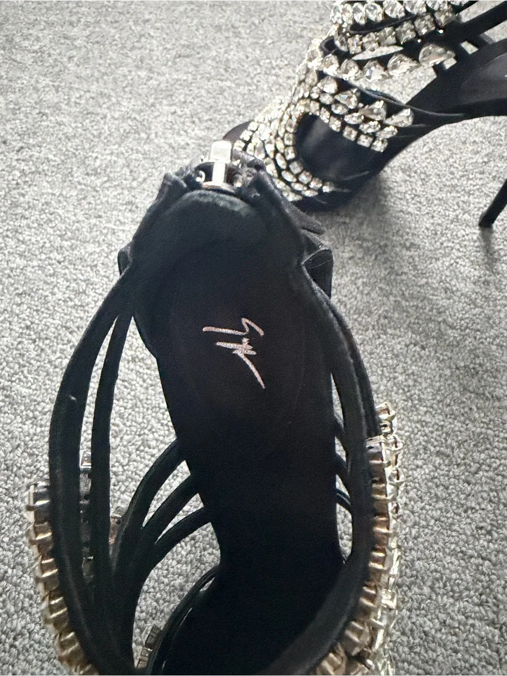 Giuseppe Zanotti Black Crystal Embellished Strappy Sandals